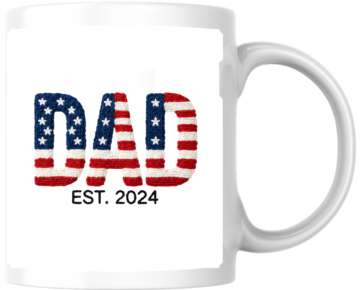 Patriotic DAD Est. 2024 Mug | American Flag New Dad Coffee Mug | Father's Day Gift