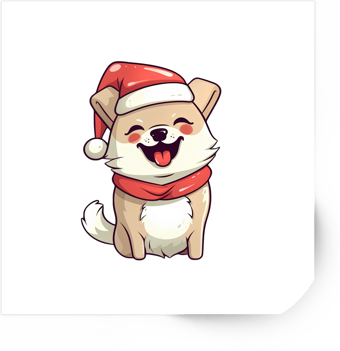 Christmas Puppy Sticker | Cute Santa Hat Dog Vinyl Decal | Holiday Kids Gift