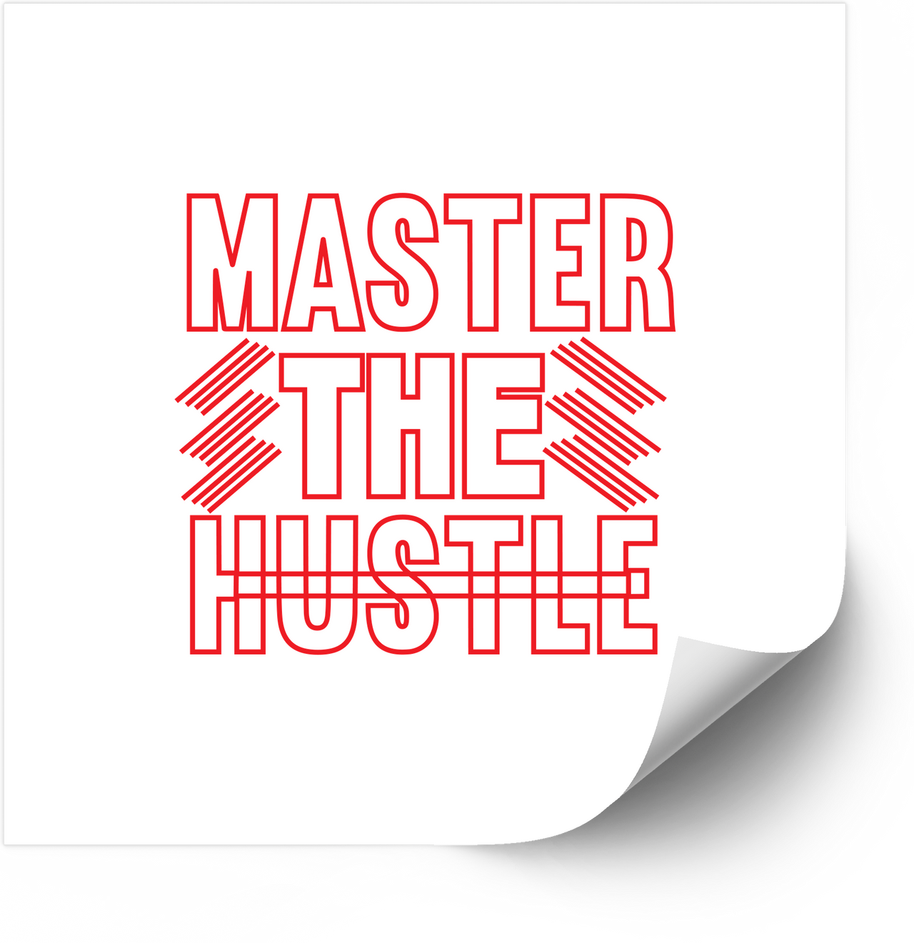 Master The Hustle Sticker | Bold Red Outline Typography Vinyl Decal | Motivational Hustle Gift