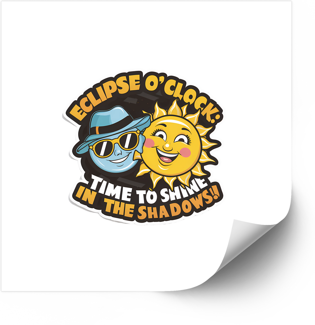 Eclipse O Clock Time To Shine Funny Retro Solar Eclipse Vinyl Decal Sticker