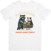 Thumbnail for Get In Loser Trouble Aint Gonna Make Itself Raccoon Opossum Funny Vintage Graphic Tee