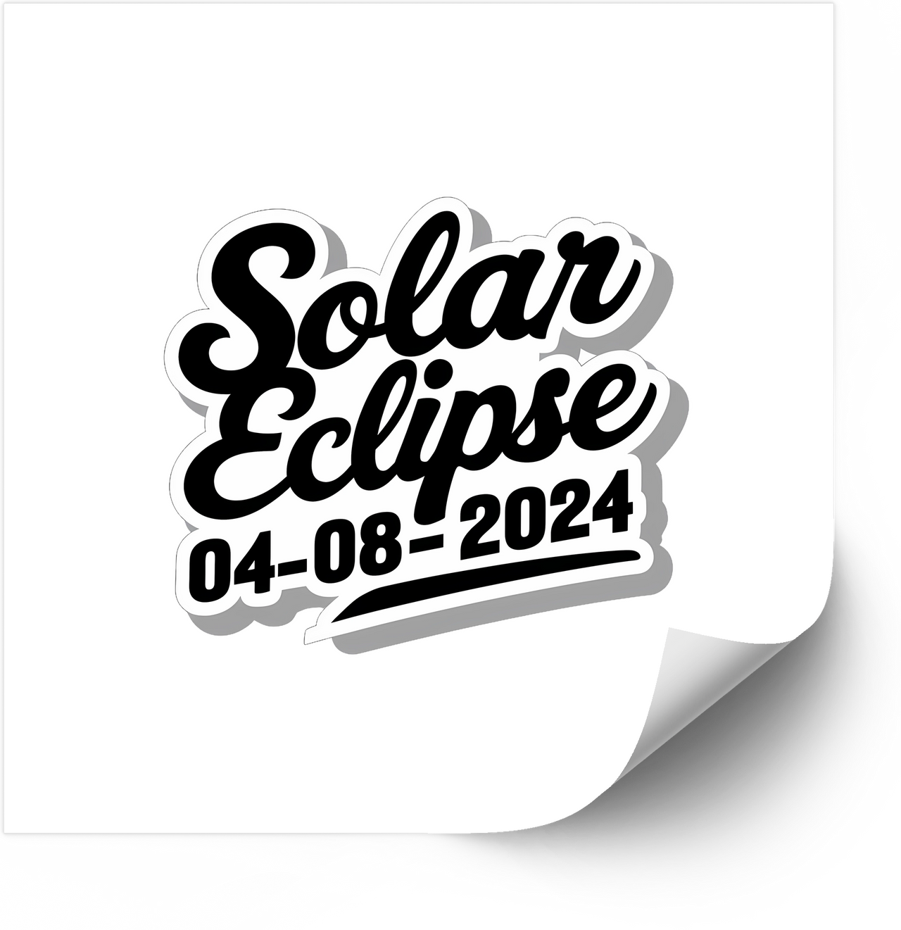 Solar Eclipse 2024 Retro Script Commemorative Vinyl Decal Sticker for Sky Watchers