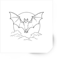 Thumbnail for Flying Bat Clouds Sticker | Minimal Line Art Vinyl Decal | Gothic Halloween Gift