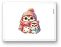 Thumbnail for Cozy Winter Owls Wall Art | Watercolor Knit Hat Owl Print | Nursery Kids Gift