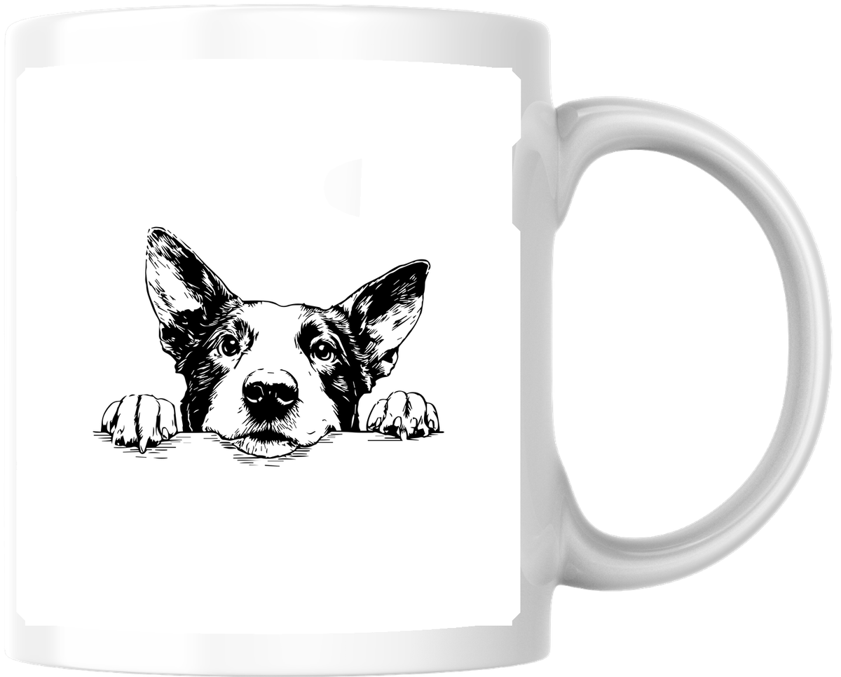 Peeking Corgi Mug | Hand-Drawn Sketch Dog Coffee Mug | Dog Lover Gift