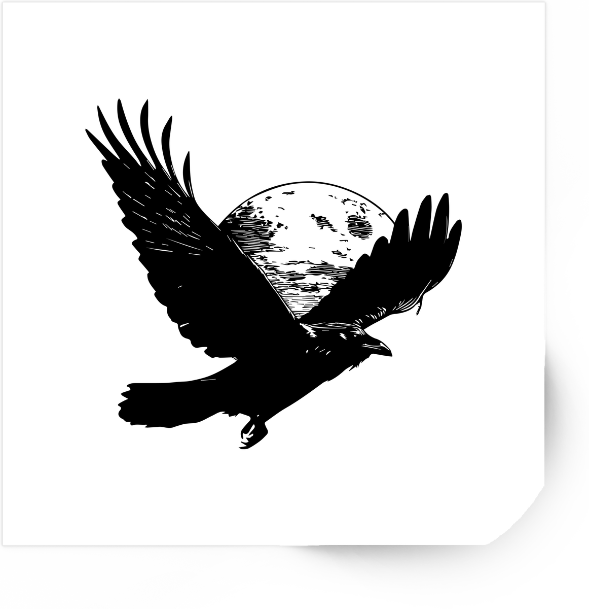 Raven Full Moon Sticker | Gothic Flying Crow Vinyl Decal | Dark Mystical Gift
