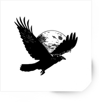 Thumbnail for Raven Full Moon Sticker | Gothic Flying Crow Vinyl Decal | Dark Mystical Gift