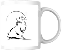 Thumbnail for Moon Cat Silhouette Mug | Elegant Ink Line Art Coffee Mug | Cat Lover Gift