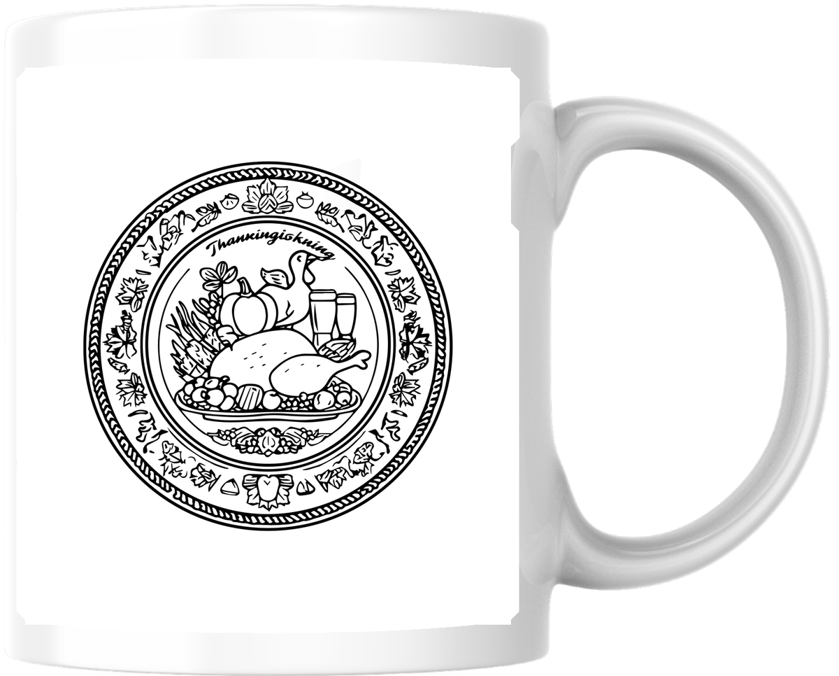 Vintage Thanksgiving Feast Mug | Line Art Turkey Dinner Coffee Mug | Holiday Gift