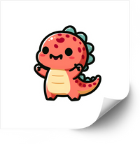Thumbnail for Happy Red Dinosaur Kawaii Cute Dino Vinyl Decal Sticker for Dinosaur Enthusiasts