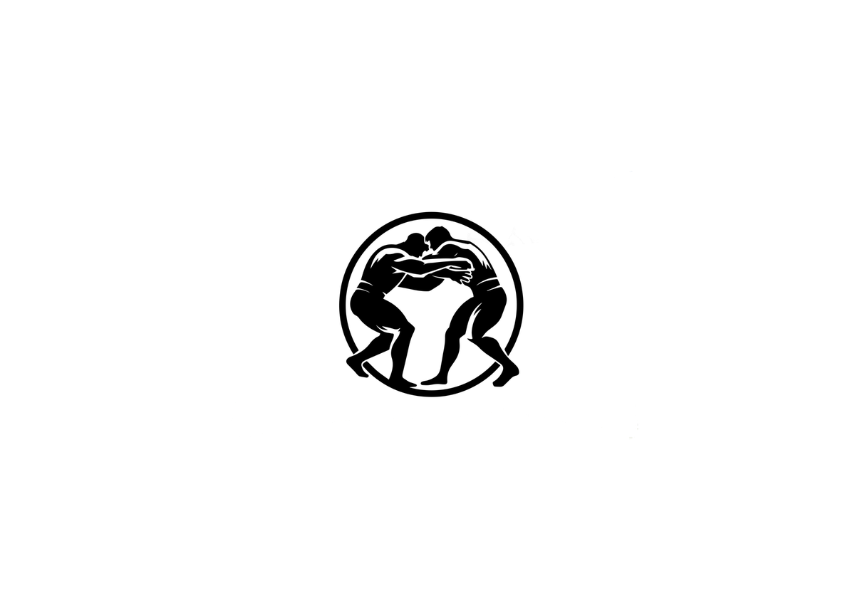 Wrestling Athletes Emblem Throw Pillow | Bold Sports Silhouette Decorative Pillow | Wrestler Gift
