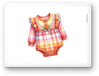 Thumbnail for Plaid Baby Romper Wall Art | Watercolor Ruffle Bodysuit Print | Nursery Kids Gift
