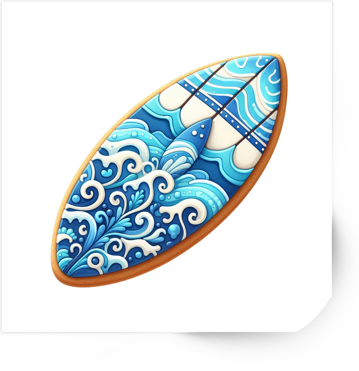 Ocean Wave Surfboard Sticker | Blue Swirl Pattern Vinyl Decal | Surfer Beach Gift