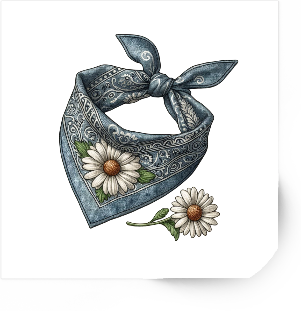 Daisy Bandana Sticker | Vintage Floral Paisley Scarf Vinyl Decal | Boho Country Gift