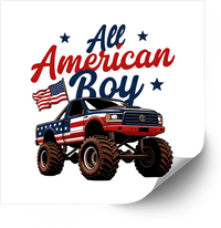 Thumbnail for All American Boy Monster Truck Patriotic Fourth of July Flag Vinyl Decal Sticker