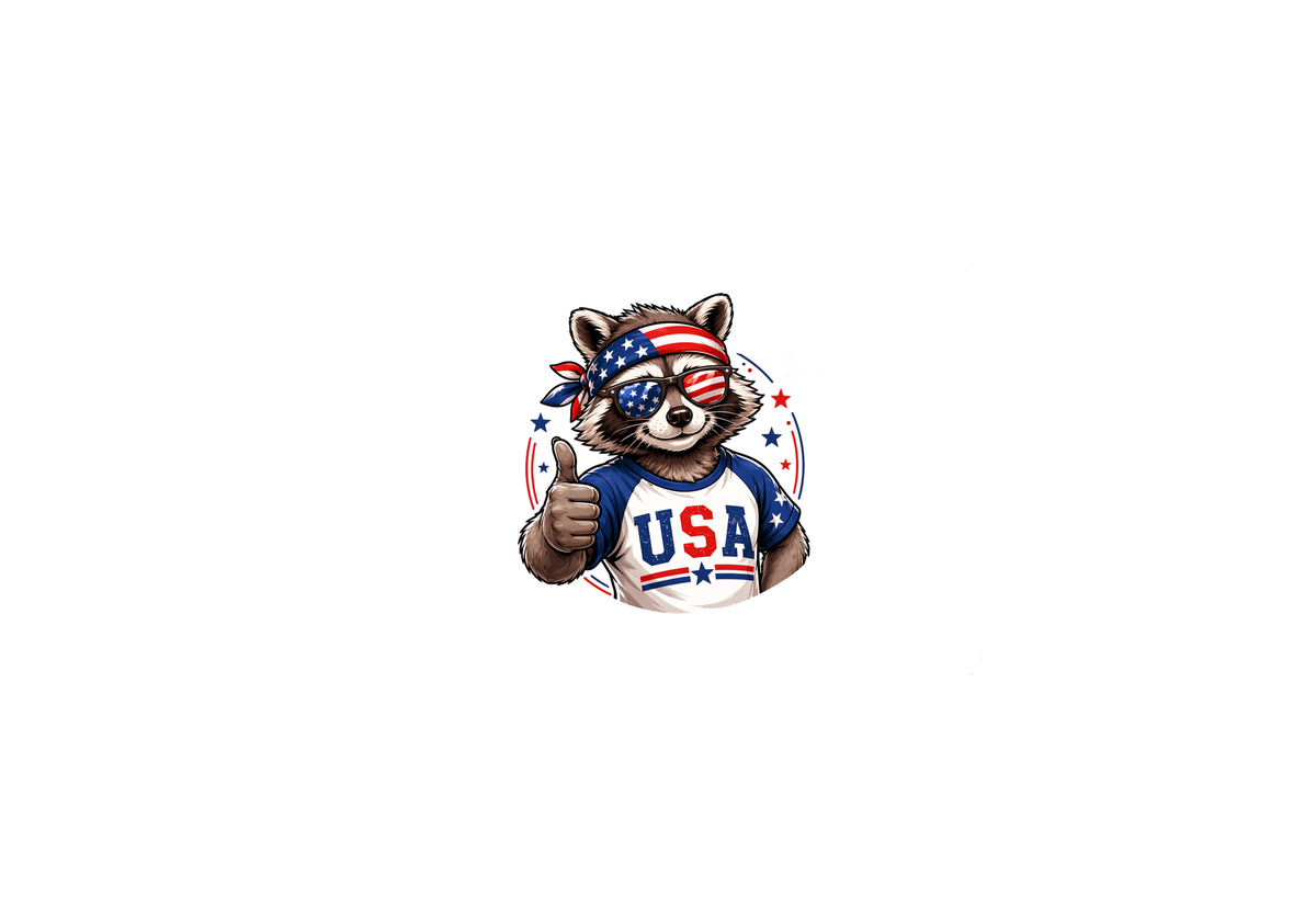 Patriotic Raccoon Throw Pillow | USA Thumbs Up Decorative Pillow | 4th Of July Gift