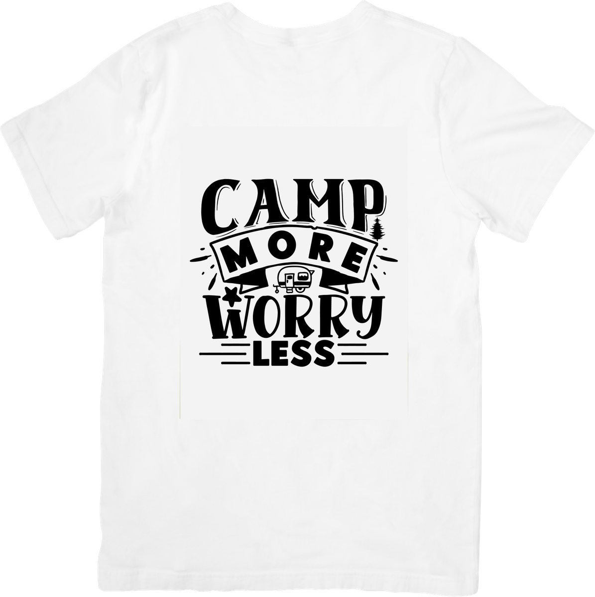 Camp More Worry Less T-Shirt | Retro Outdoor Adventure Graphic Tee | Camping Gift
