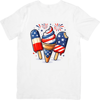 Thumbnail for Patriotic Ice Cream Fourth of July Cute American Flag Summer Graphic Tee