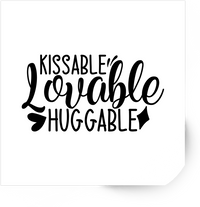 Thumbnail for Kissable Lovable Huggable Sticker | Hand-Lettered Quote Vinyl Decal | Cute Baby Gift