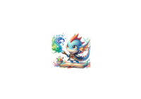 Thumbnail for Baby Dragon Wizard Throw Pillow | Watercolor Magic Spell Decorative Pillow | Kids Room Gift