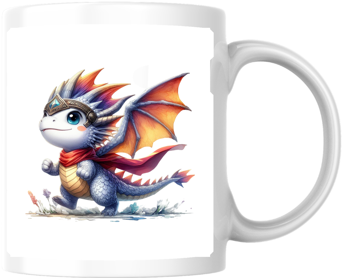 Running Baby Dragon Mug | Colorful Fantasy Hatchling Coffee Mug | Kids Dragon Gift