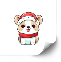 Thumbnail for Cute Kawaii Santa Corgi Christmas Dog Tongue Vinyl Decal Sticker for Holiday Dog Fans