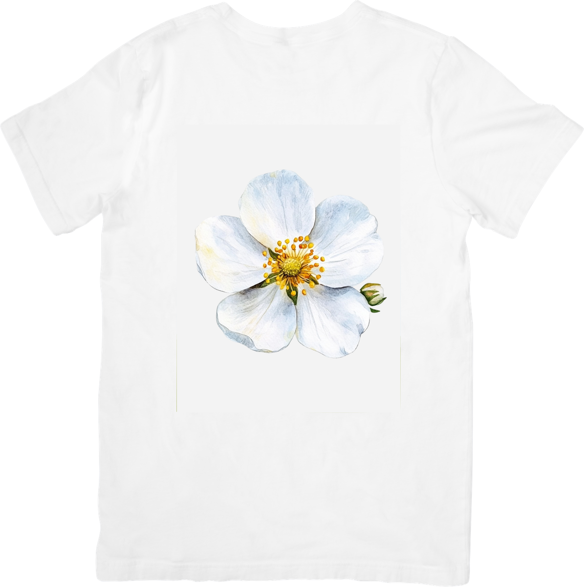White Wild Rose T-Shirt | Delicate Watercolor Floral Graphic Tee | Botanical Nature Gift