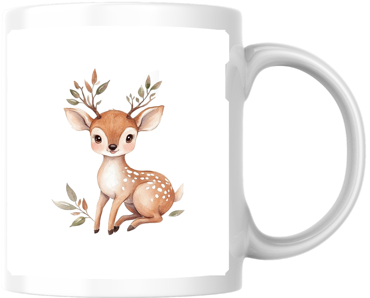 Cute Baby Deer Mug | Watercolor Woodland Fawn Coffee Mug | Nursery Animal Gift